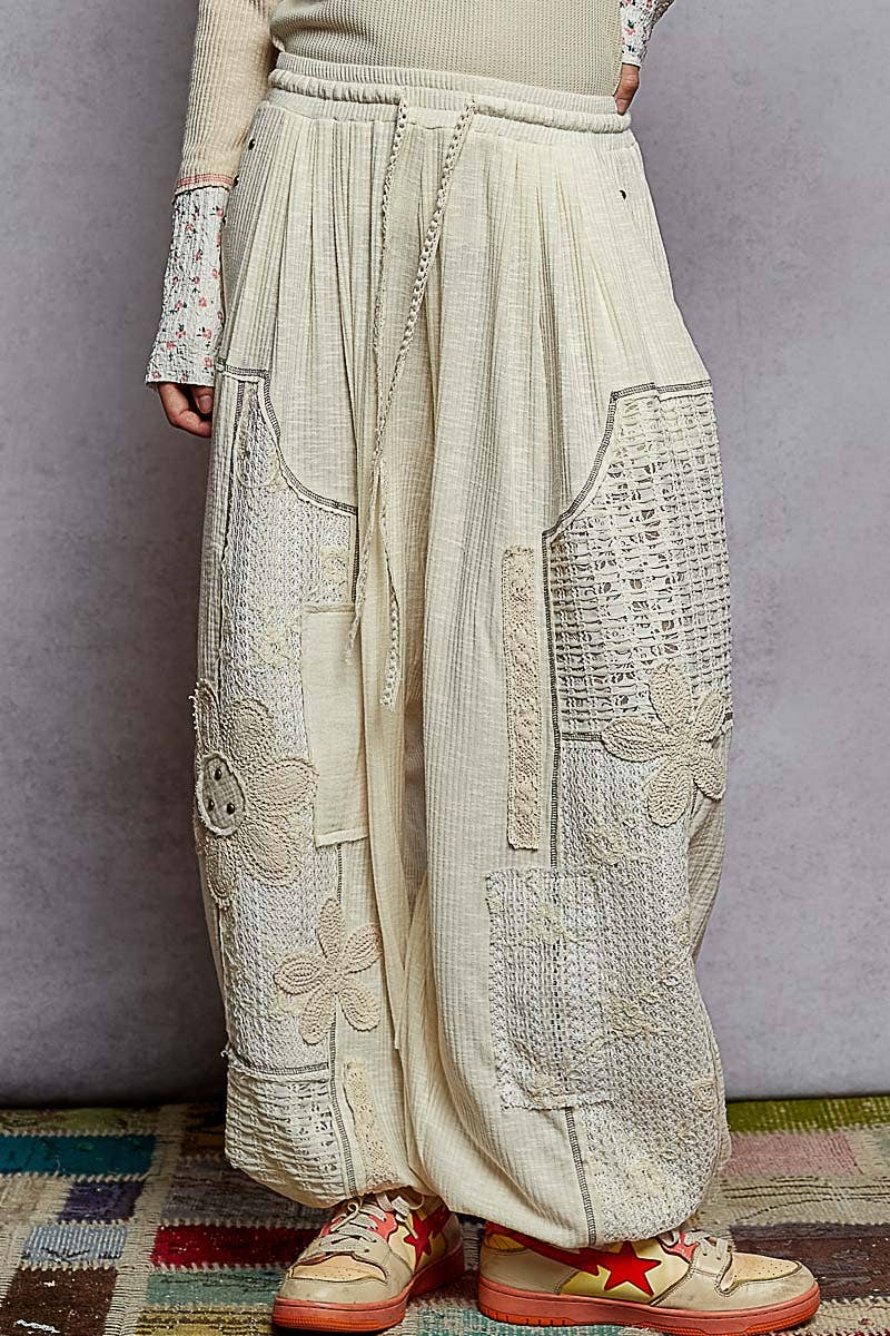 Pol Clothing - Wholesale Pants - Women's - Solid pattern patch detail rib knit jogger pants4