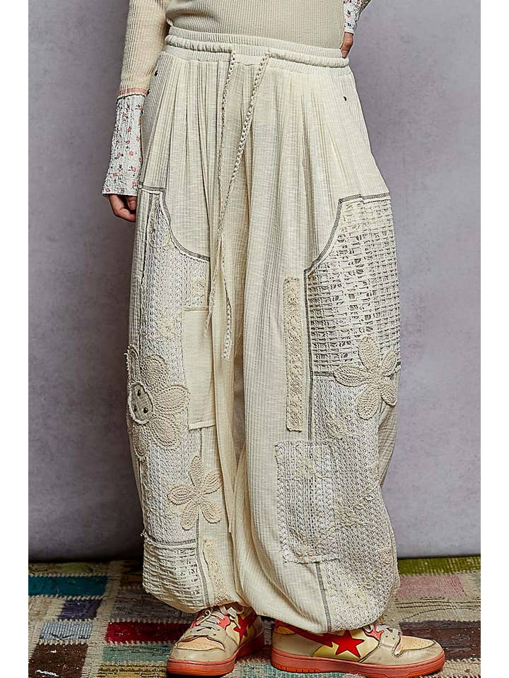 Pol Clothing - Wholesale Pants - Women's - Solid pattern patch detail rib knit jogger pants4