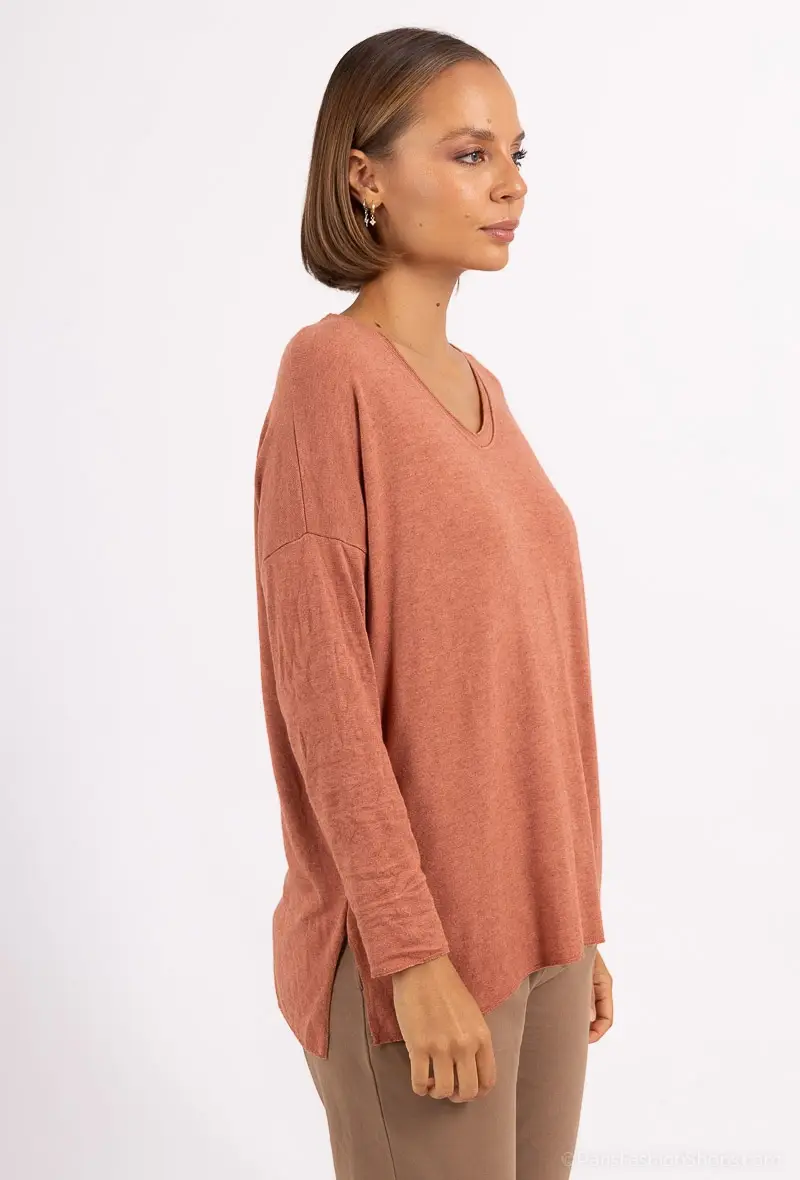 Mimi & Gogo – wholesale Pullovertröja - Dam – Grundläggande V-ringad topp @6337_PulVVFente12