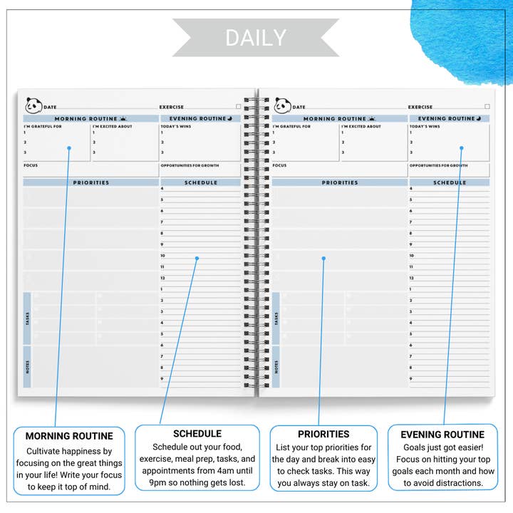 Panda Planner - Wholesale Planner - Ultimate 6 Month Productivity Bundle - Spiral Planner and Timer For Increased Focused4