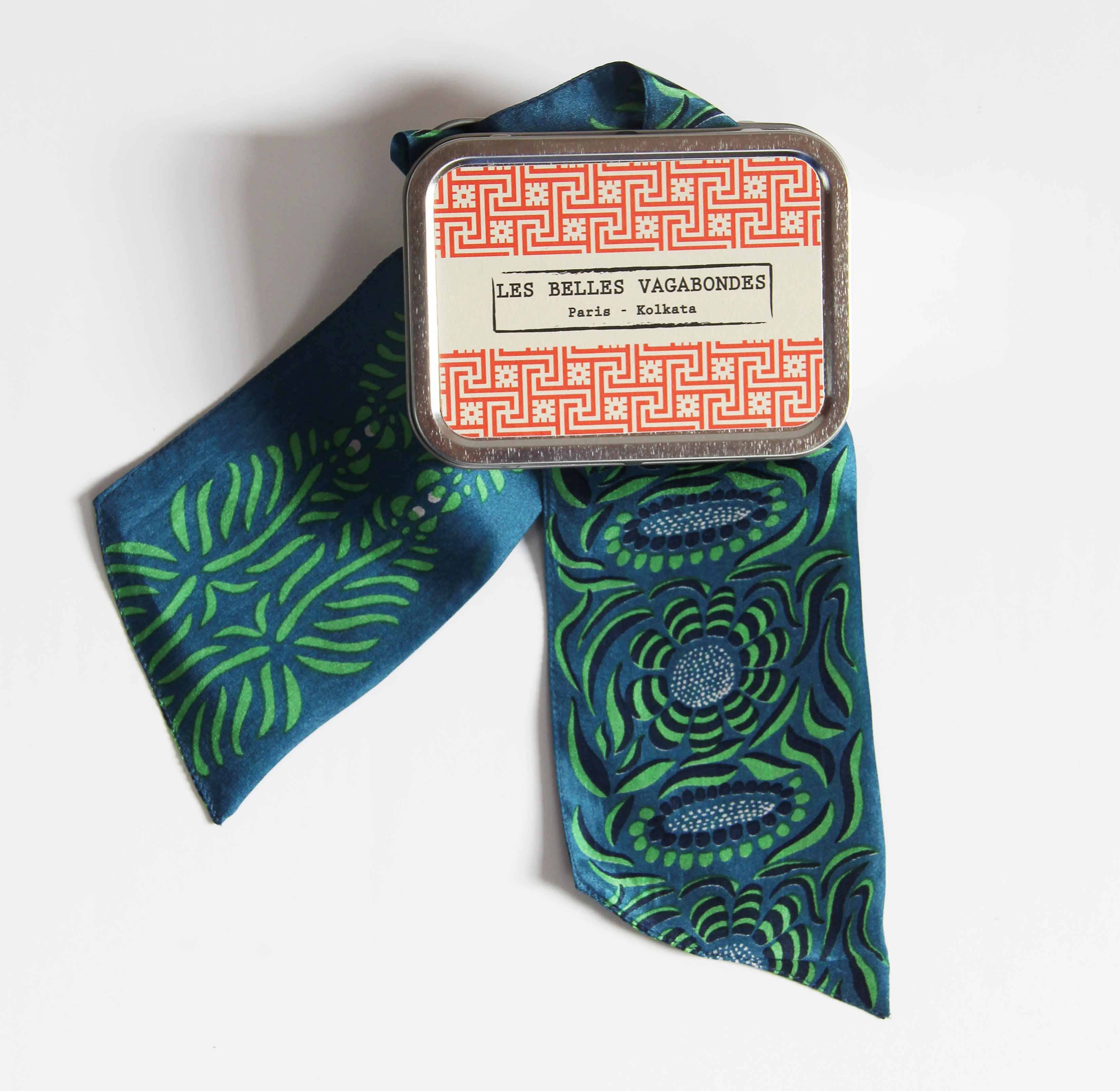 Les Belles Vagabondes - Vente Foulard – femme - Bandeau Camelia Vert Green