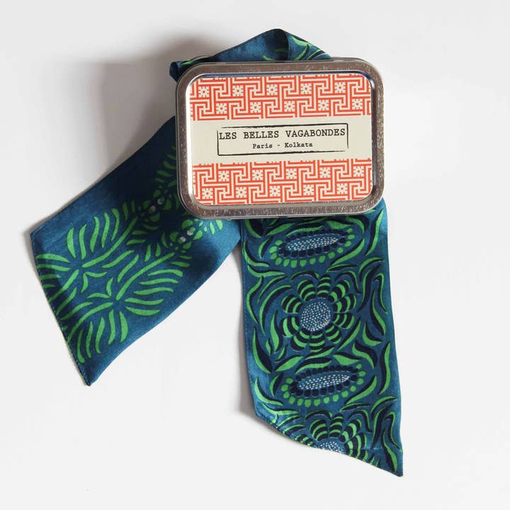 Les Belles Vagabondes - Vente Foulard – femme - Bandeau Camelia Vert Green0