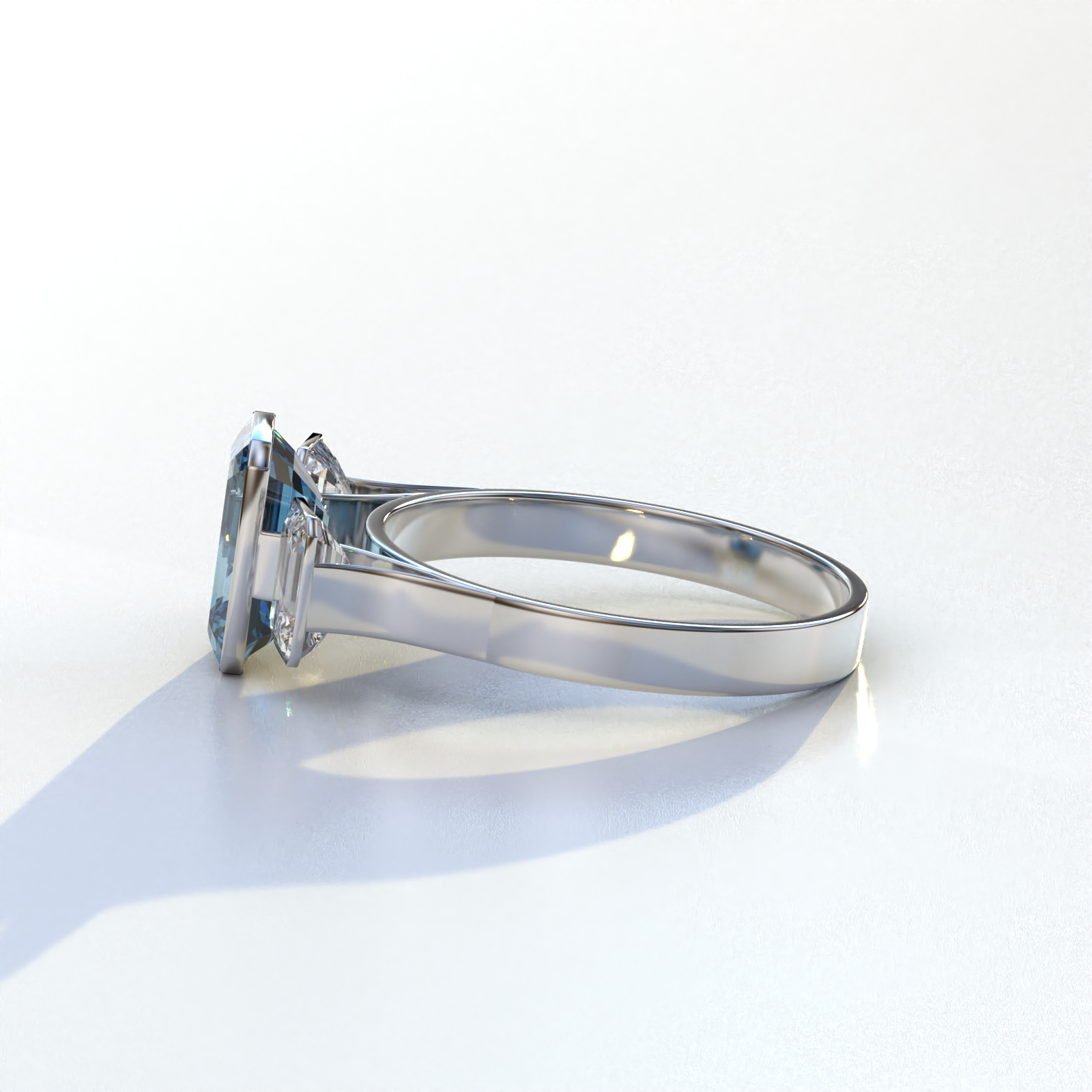 Mohana Jewels - Luxury - Wholesale Engagement Ring - Lab Grown Diamond Blue Emerald Cut Bezel Set 3 Stone Diamond Engagement Ring - Elaris2