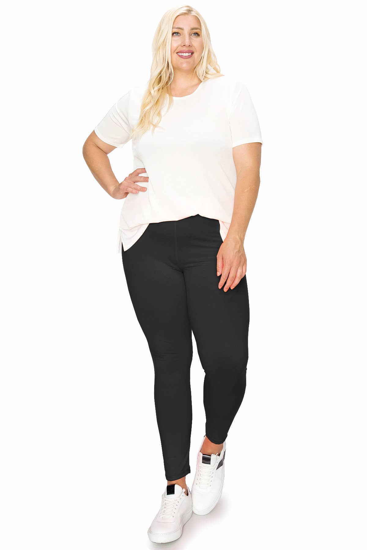 MOA COLLECTION - Wholesale Sport-/loungelegging - Dames - Plus size zwarte legging met hoge taille en elastische tailleband0