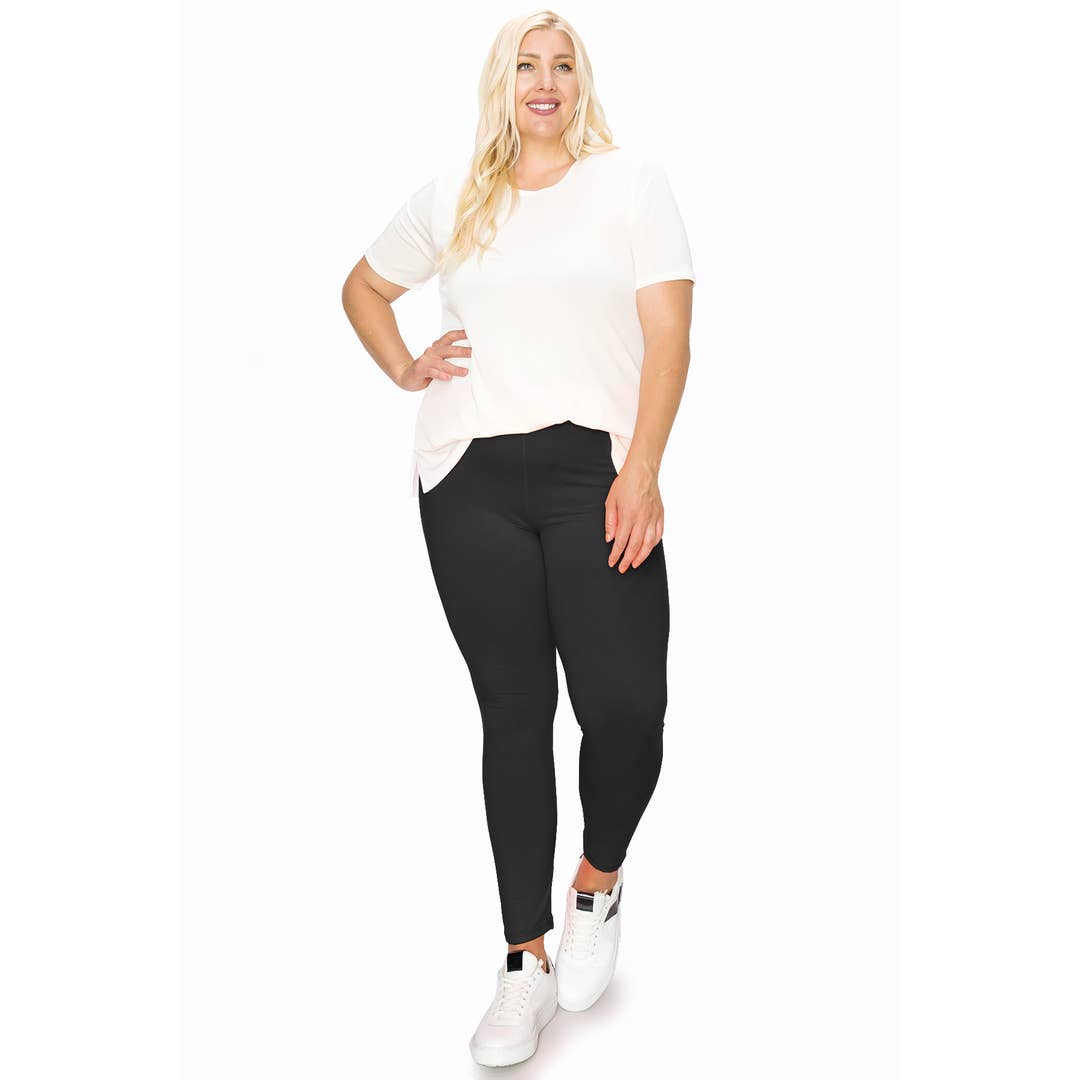 Women's Plus Size Solid High Waist Full Length Leggings for wholesale by MOA COLLECTION