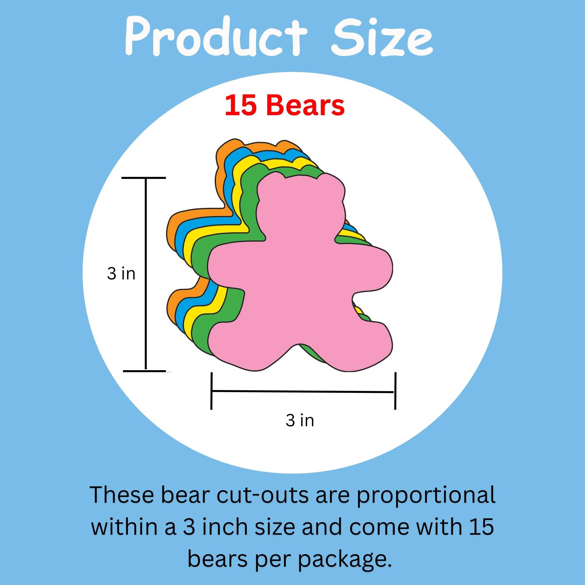 Creative Shapes Etc. - Wholesale Cutouts - Small Assorted Color Creative Foam Cut-Outs - Teddy Bear1