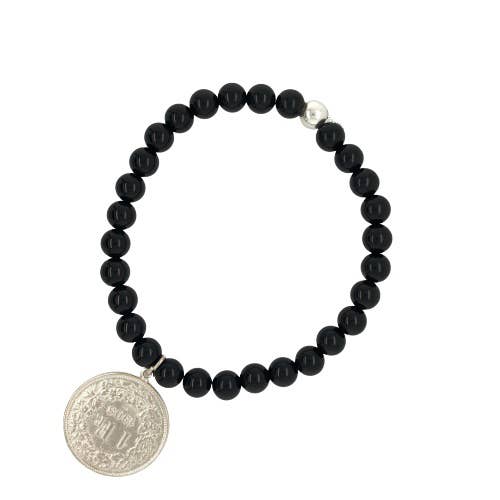 Black Onyx Sterling Silver French Coin Bracelet (Copy) for wholesale by Essjai Accessories