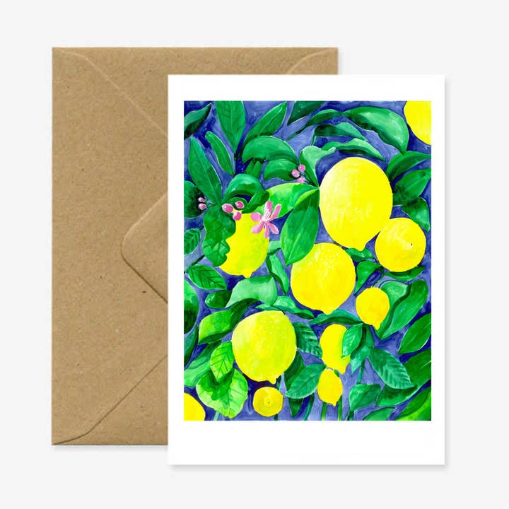 A6 double card "Lemons" for wholesale by Marina Vandel