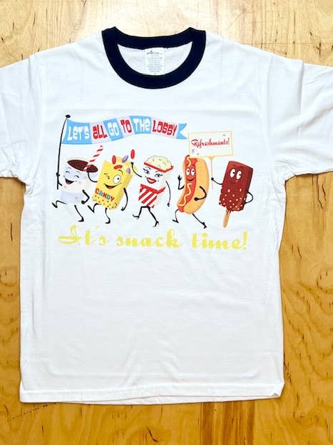 Astro Bettie - Wholesale Screen Printed T-Shirt - Women's - Let's All Go To The Drive-In - Navy Ringer0