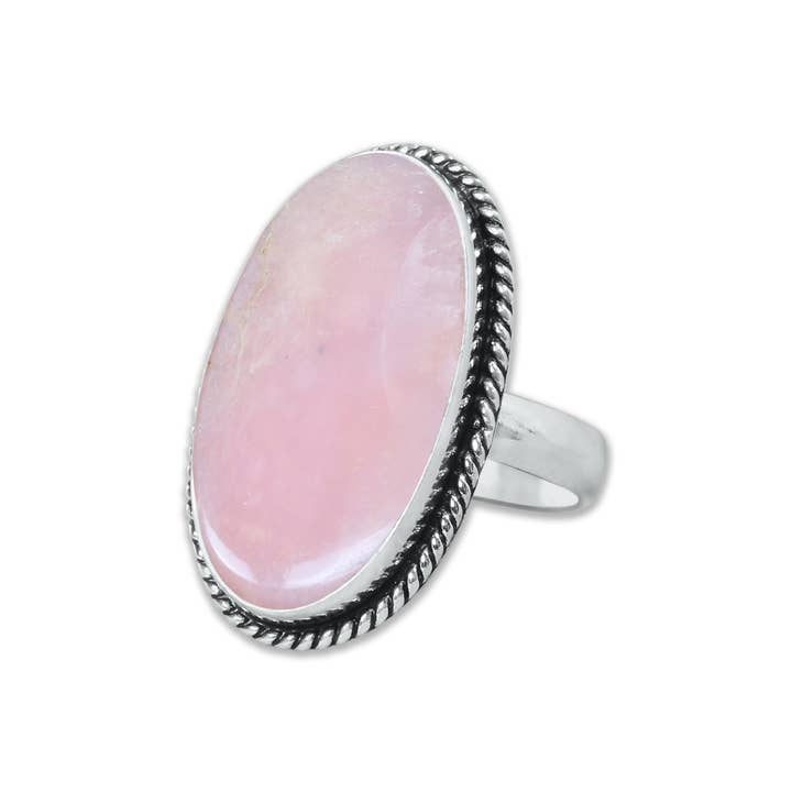 Handmade Jewels - Wholesale Cocktail/Statement Ring - Pink Opal Rings – Handmade, Silver-Plated, Assorted Boho Designs (US Sizes 6–10, Made to Order)16