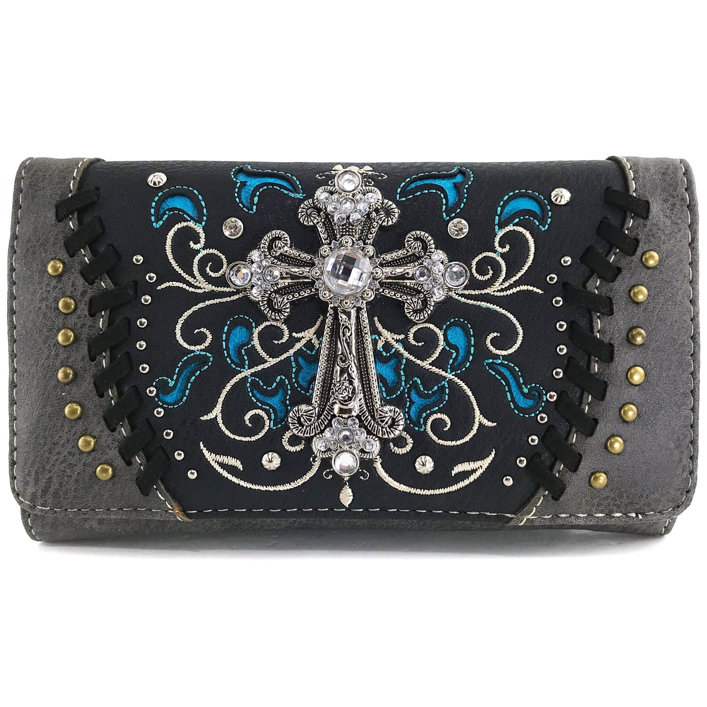 Lunar Deer - Wholesale Wallet - Women's - Floral Embroidery Cross Women's Wallet Clutch0
