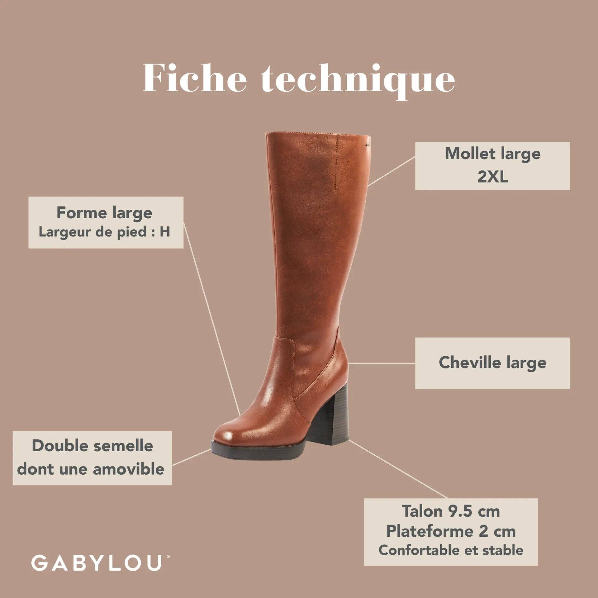 Gabylou - Wholesale Boots - Women's - Wide calf boots size 2XL - Model Melissa4