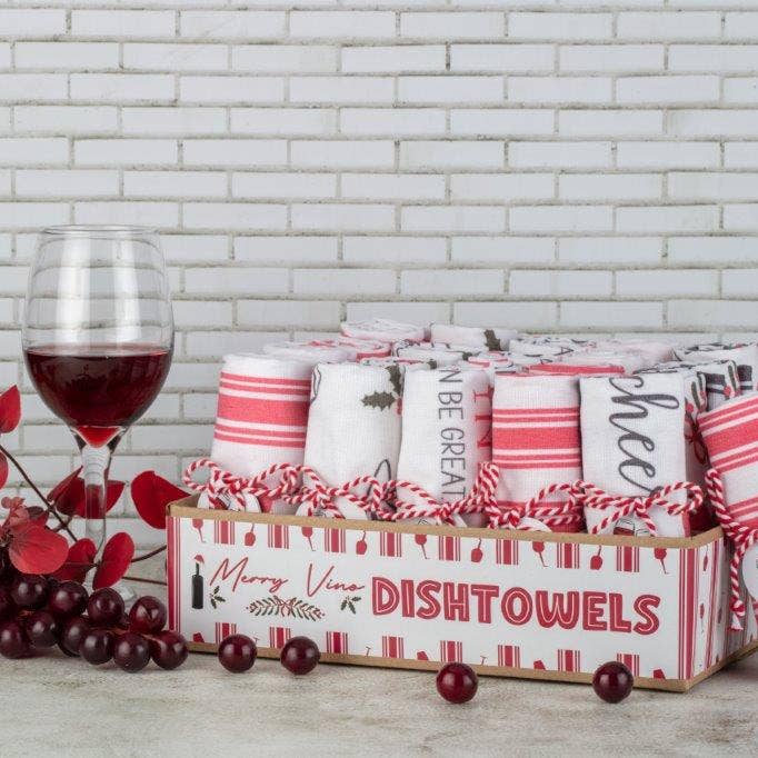 Duke Imports - Wholesale Tea Towel - "Merry Vino" Assorted Display of Designer Towels0