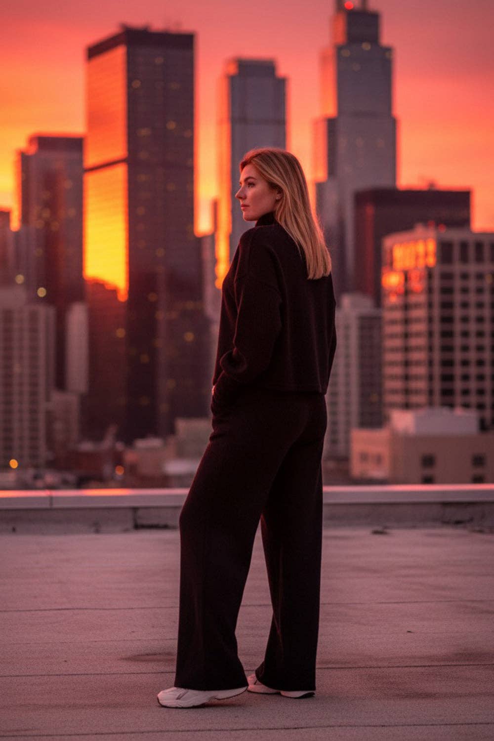 Azuri Fashion Group - Wholesale Lounge Set - Women's - Black walking suit made of soft knitted angora5