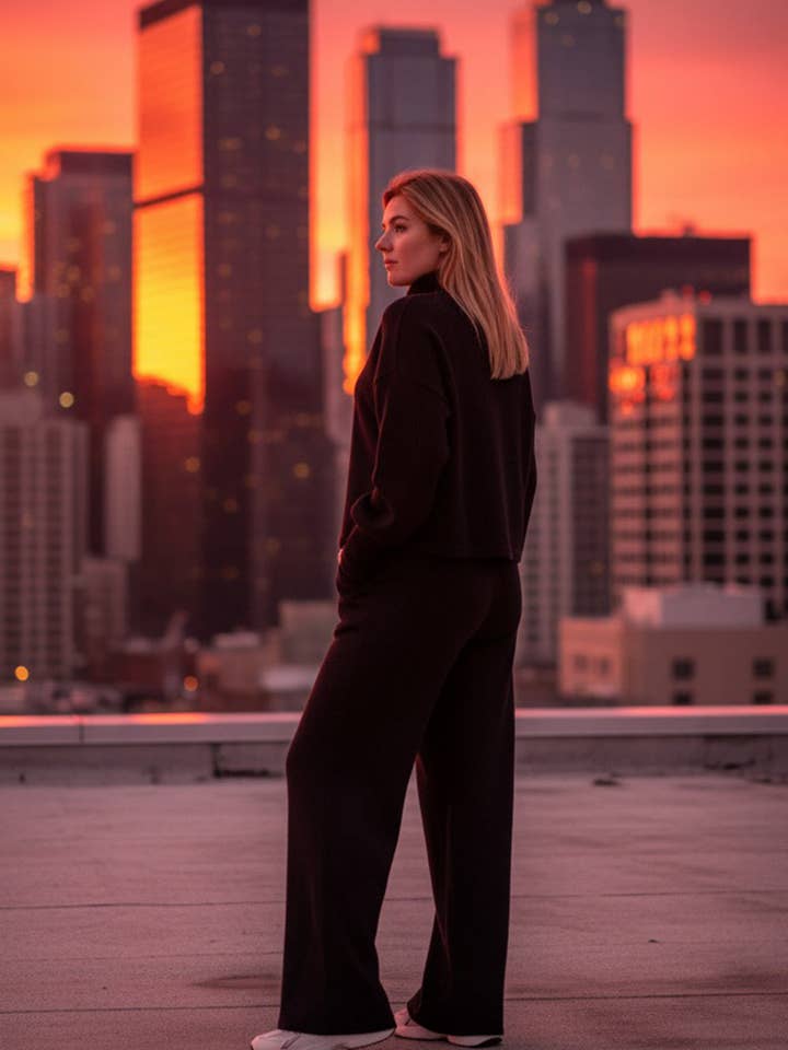 Azuri Fashion Group - Wholesale Lounge Set - Women's - Black walking suit made of soft knitted angora5