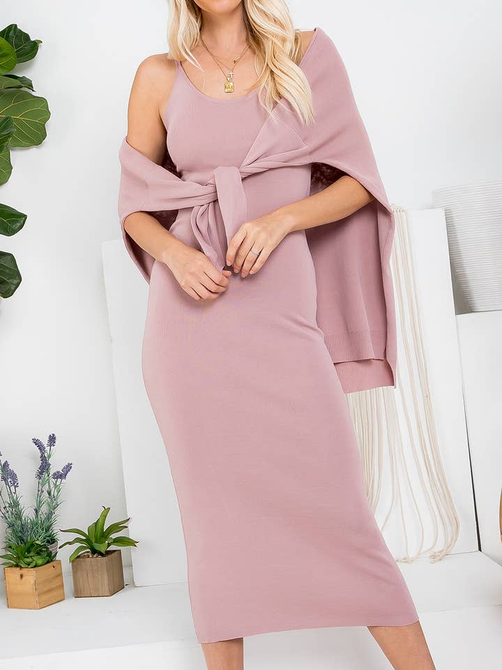 VESTIDO MIDI SIN MANGAS DE PUNTO AJUSTADO para venta al por mayor de Sweet Lovely by Jen