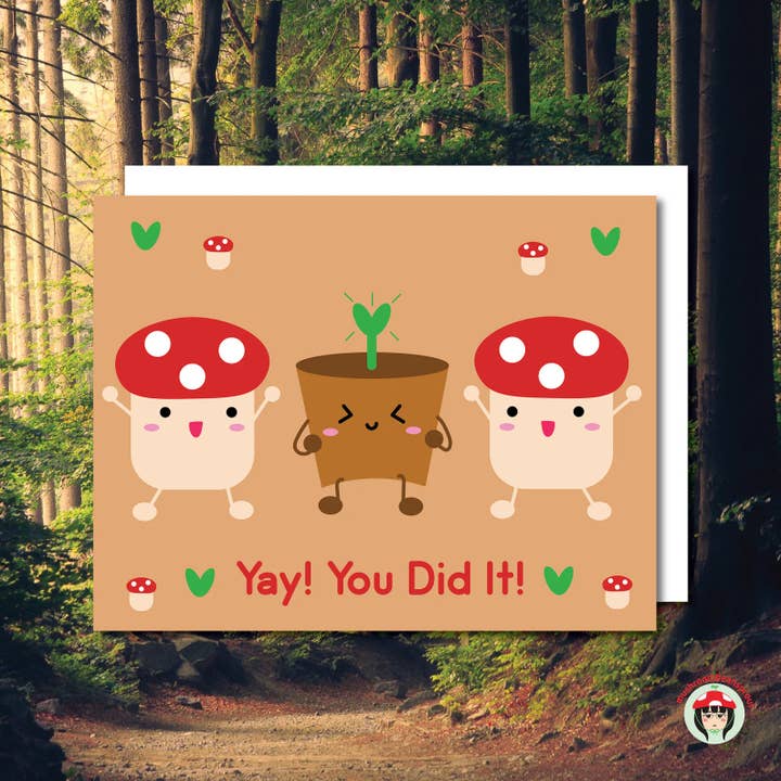 Yay You Did It Greeting Card for wholesale by Mushroombeansprout