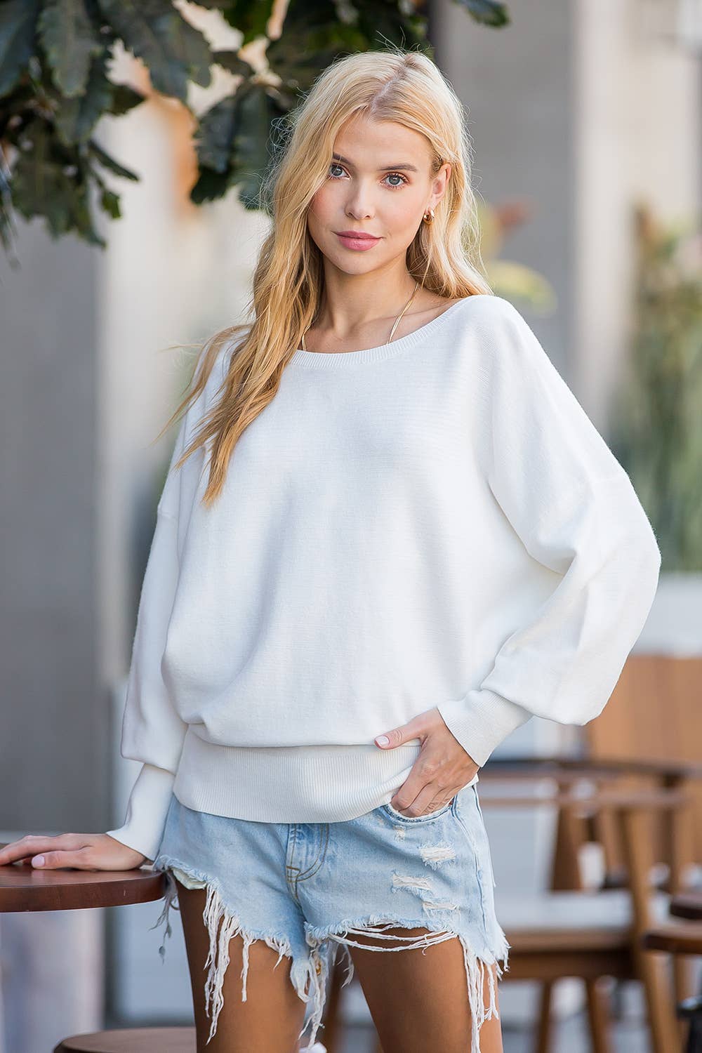 Bluivy - Wholesale Sweatshirt - Women's - BACKLESS BALLOON SLEEVES PULLOVER2