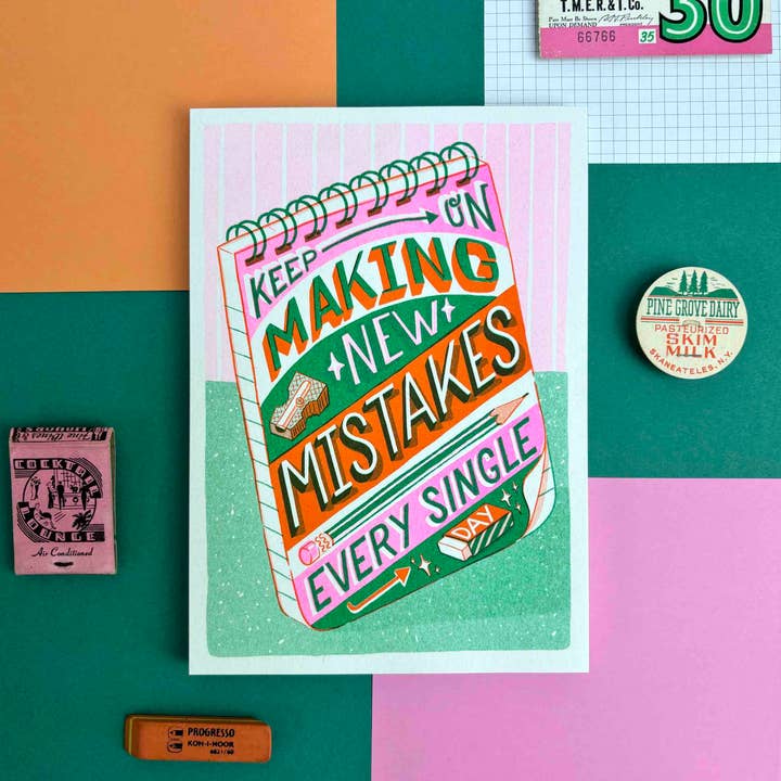 Jacqueline Colley - Wholesale Art Print - A5 Make Mistakes Risograph Print0