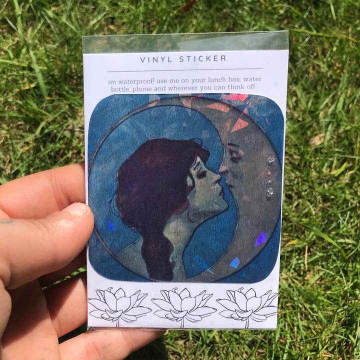 Calcomanía de vinilo impermeable holográfica Moon Girl para venta al por mayor de lotusleafaltars
