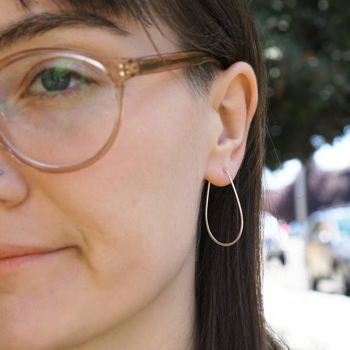 Nina Designs - Wholesale Hoop Earrings - Sterling Silver Hoop Earrings - Teardrop Shape 38x21mm