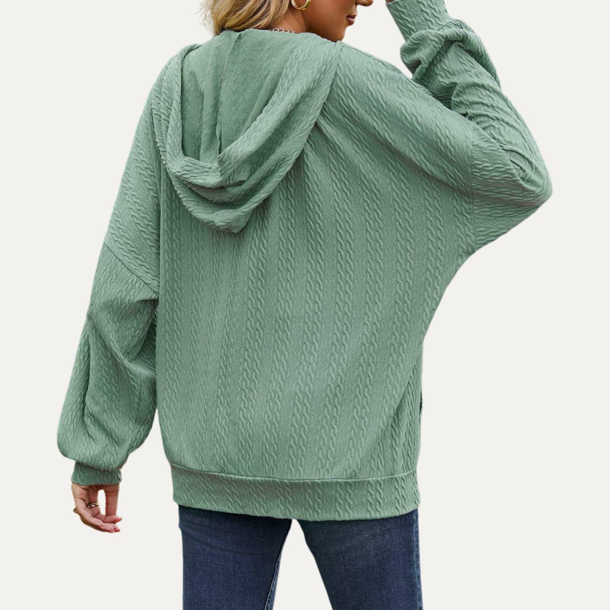 The Moment Collection - Wholesale Jacket - Women's - Leisure Days Textured Oversize Zip-Up Hooded Jacket3