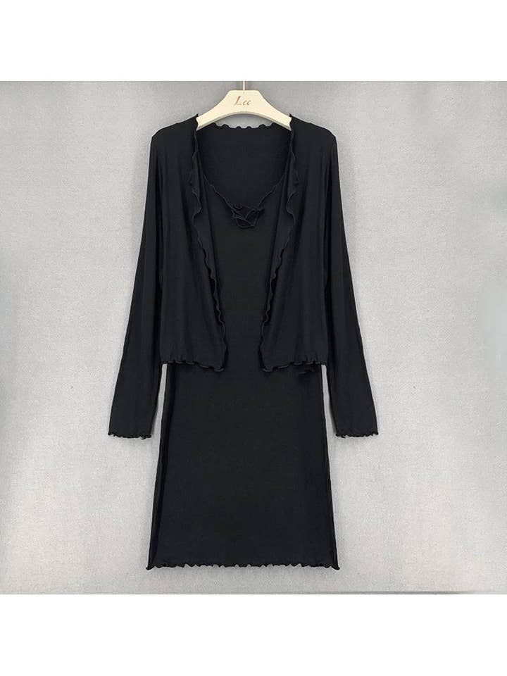 Sun Imperial – Großhandel Kleid – Damen – Figurbetontes Mini-Cami-Kleid für Damen mit gerüschter Brust und langem Ausschlag