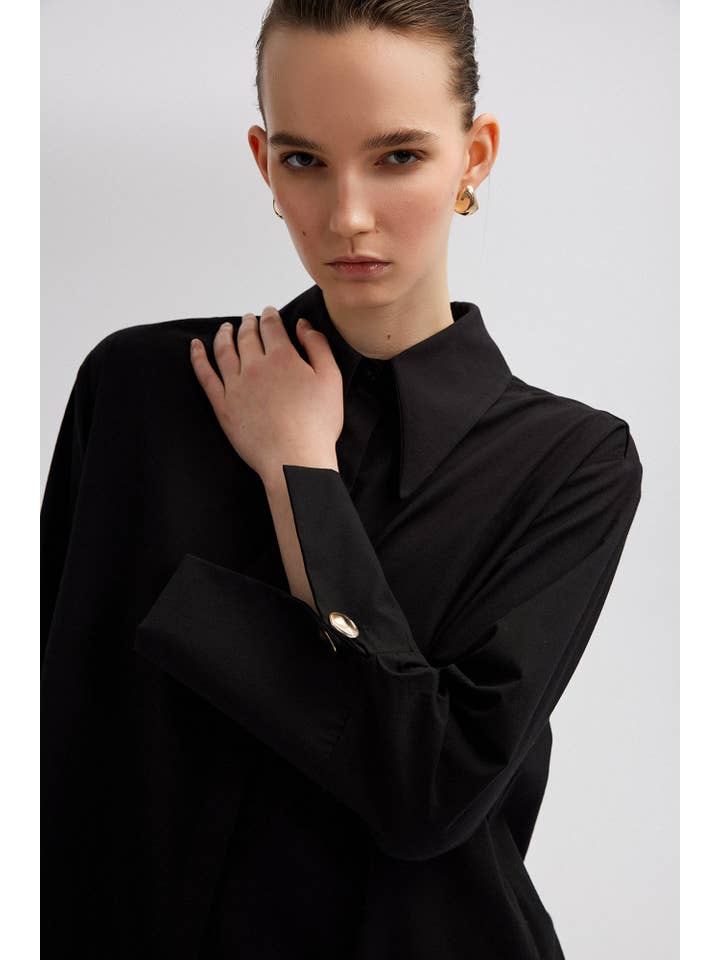 Siyah POPLIN SHIRT WITH WIDE CUFF for wholesale on Faire14