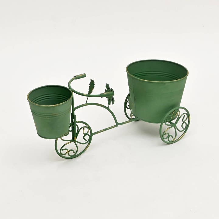 ExpoBazaar - Wholesale Decorative Tabletop Object - Decorative Green Patina Flower Pot Holder-16.5x7x7.5"4