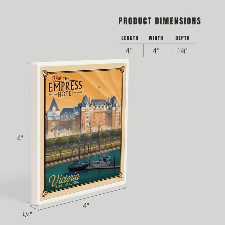 Lantern Press - Wholesale Coasters - Ceramic Coaster Victoria, British Columbia, Empress Hotel…3