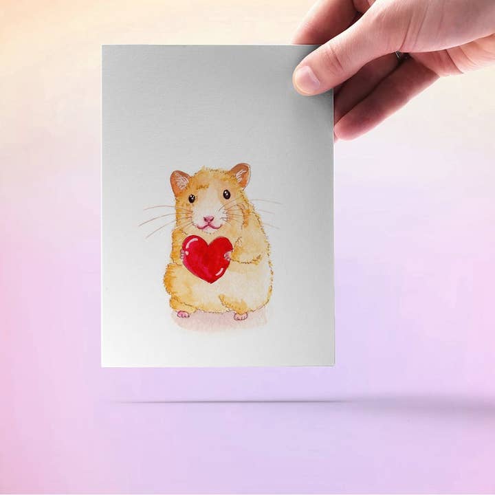 Liyana Studio - Wholesale Valentine's Day Card - Hamster Heart love - Valentines Day Card