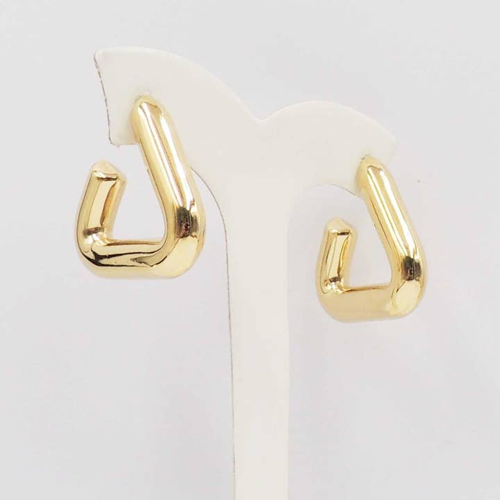 Gold Tubed Triangle 1.25" Stainless Steel Earring for wholesale by What's Hot