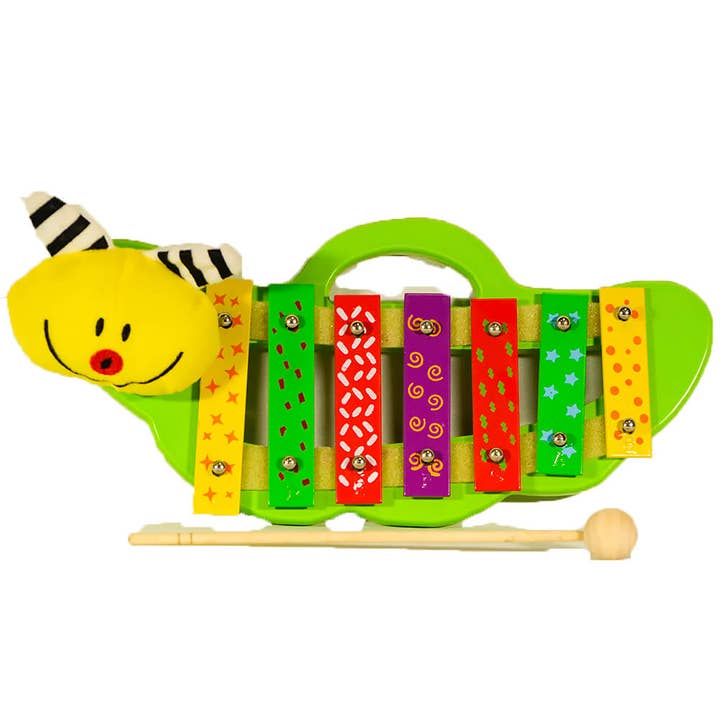 Trä Grön Metallofon Bee 35cm för wholesale av giftland