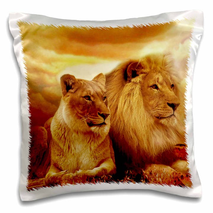 3dRose, Hermosa Pareja de León y Leona Fotografía de Vida Silvestre, Funda de Almohada para venta al por mayor de 3dRose