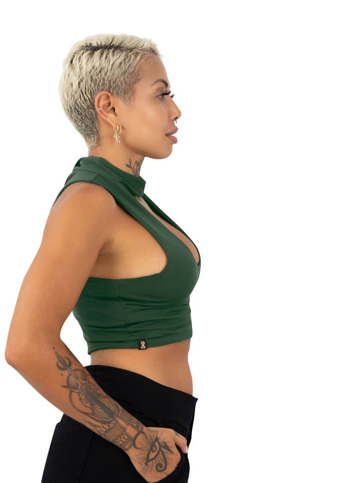 Kenya Collar top - Evergreen for wholesale by Ekoluxe