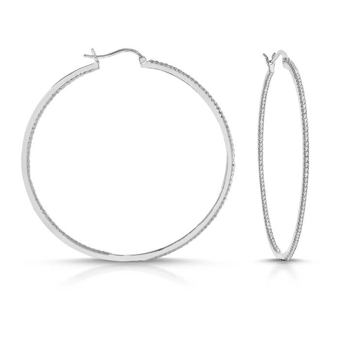 Cubic Zirconia Slim Large Hoop Earrings for wholesale by Rachel Glauber