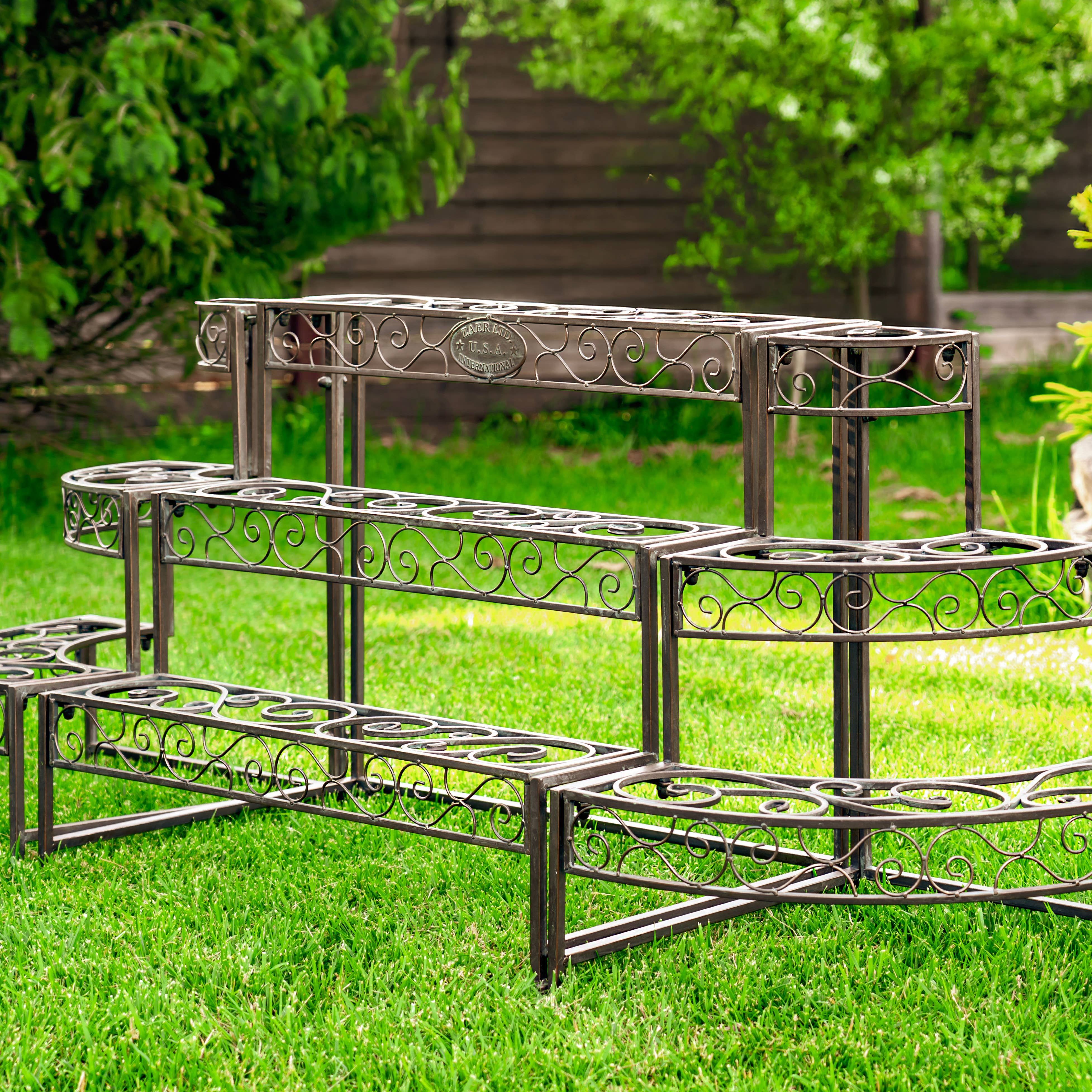 Zaer Ltd. International - Wholesale Plant Pot Stand - Three Tier Metal Riser Plant Stand Display "Stephania"4