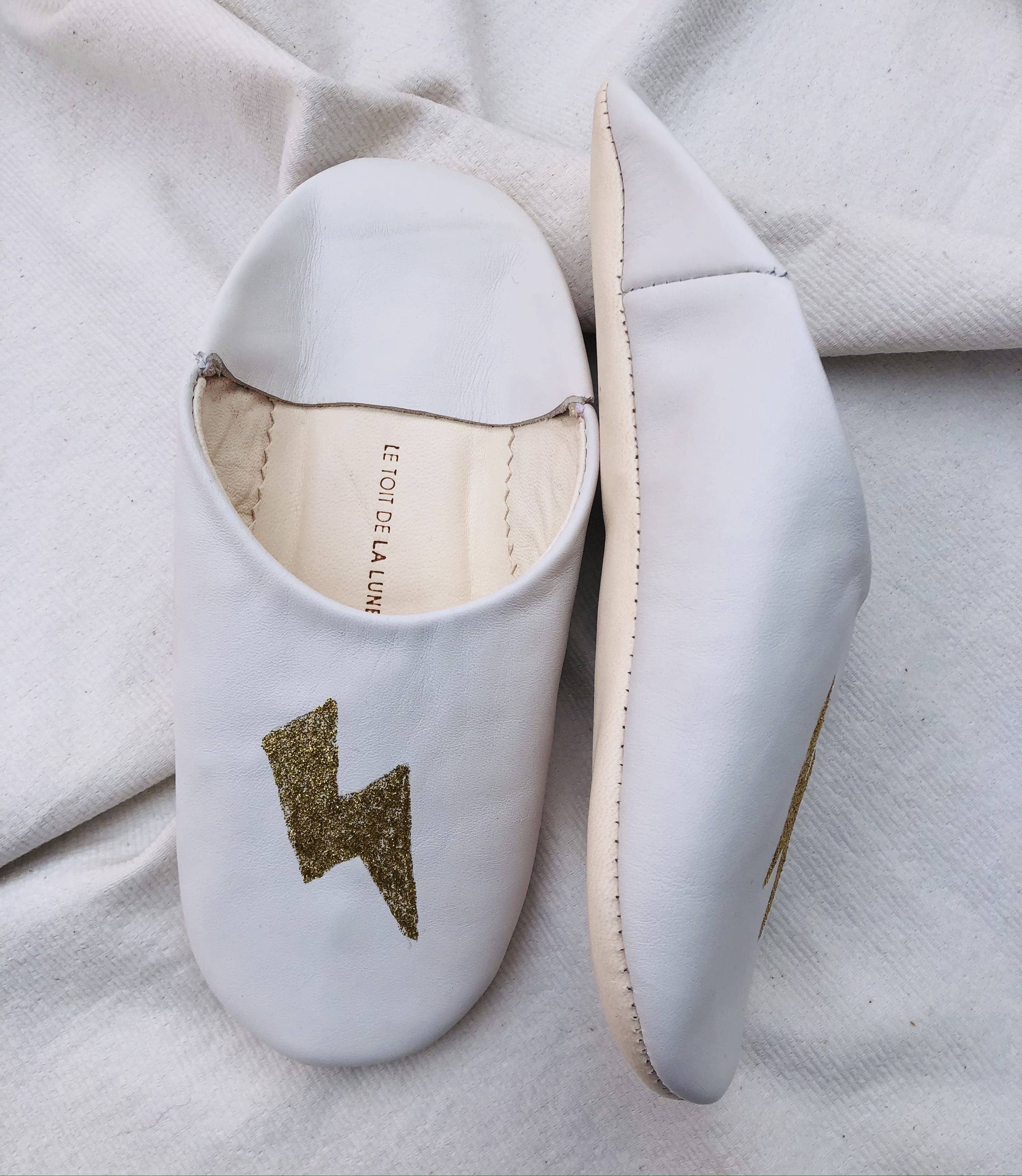 le toit de la lune - Wholesale Slippers - Women's - White leather slippers SUZI10