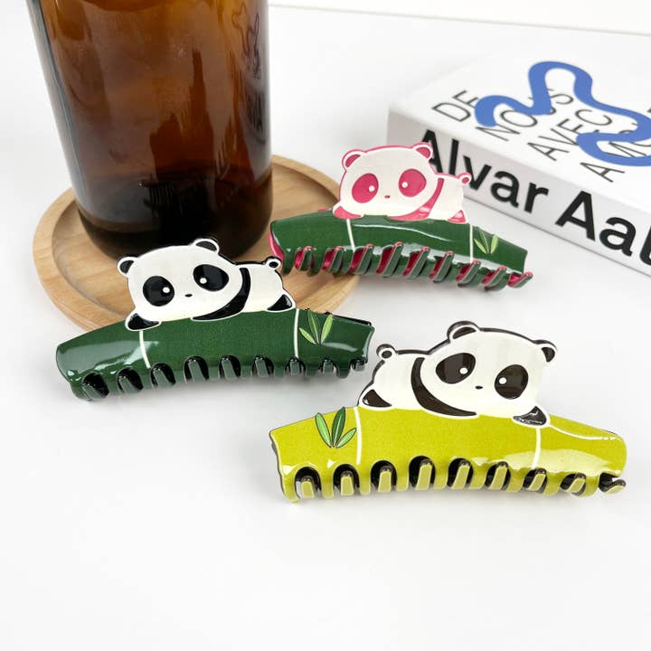 Fermagli per capelli Bamboo Panda, clip ad artiglio in acetato per la vendita all'ingrosso da parte di TheDivaSoap