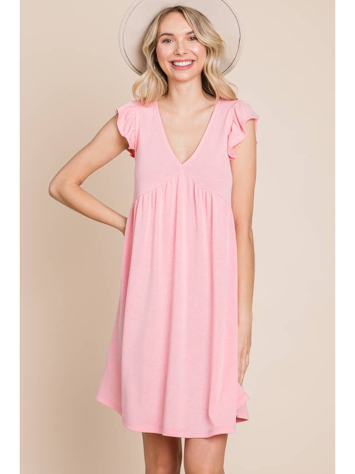 Peach ETK-8516-PL Plus Size French Terry Dress for wholesale on Faire5