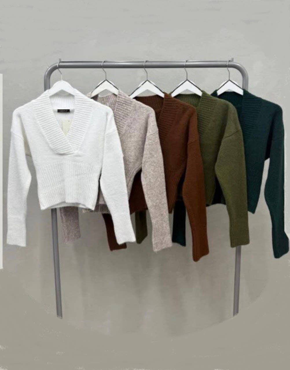 Anaz – Pulôver - Mulher por atacado – Camisola de Decote em V Cruzado6