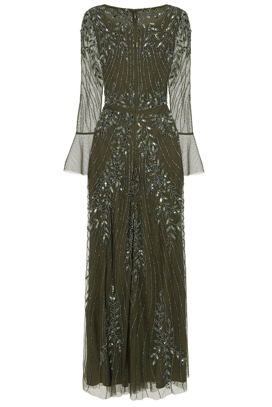 Jora Olive Embellished Maxi Dress for wholesale on Faire8