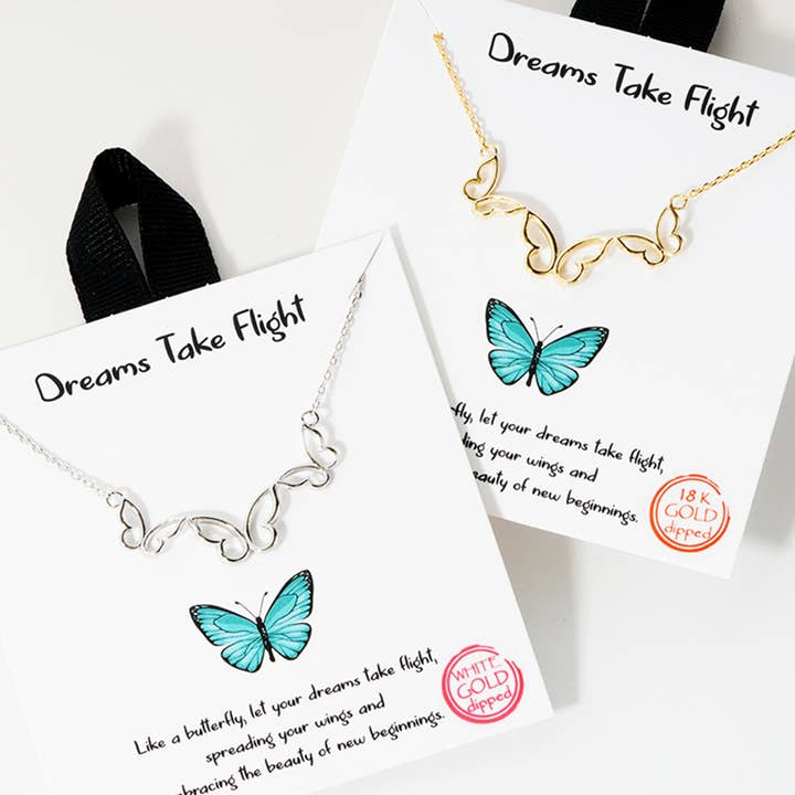 Collar con colgante de tres mariposas chapado en oro para venta al por mayor de Fashion City