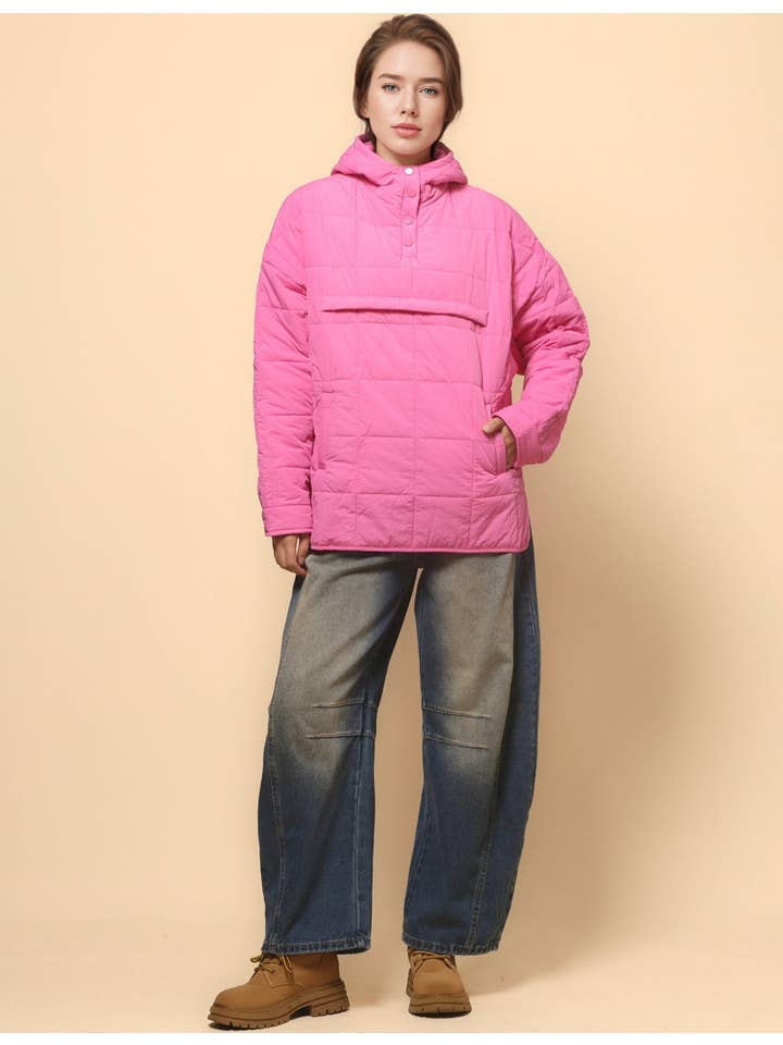 Sweetkama - Wholesale Puffer Jacket - Women's - Ladies Button Pullover Hooded Padded Puff Jacket SKT475528
