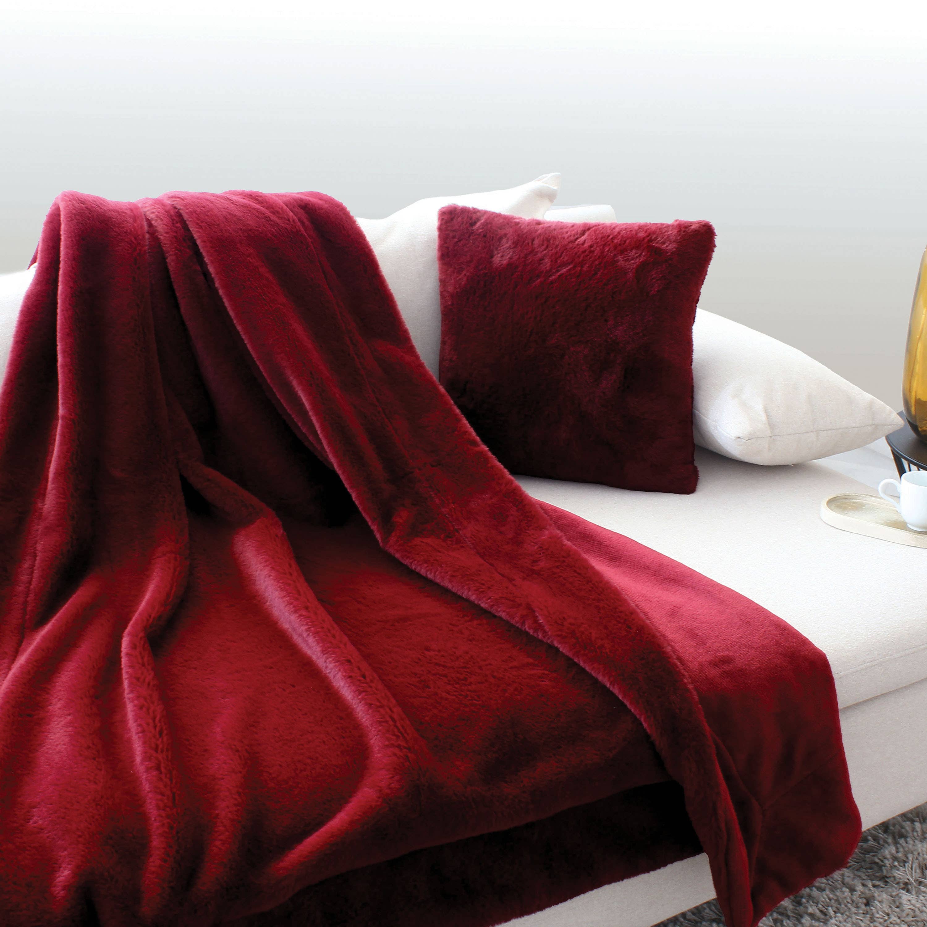 DECOSTARS - CmaDECO - Venta al por mayor Mantas de sofá - Manta efecto piel, forrada de franela, 125x150cm, RABBIT POP2