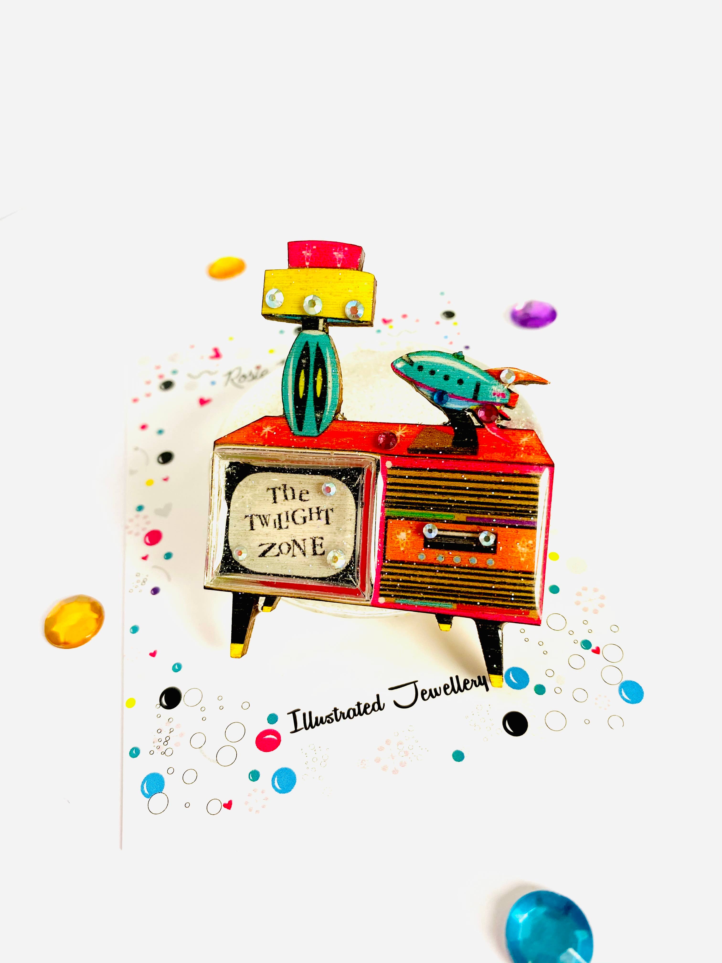 Rosie Rose Parker - Wholesale Brooch - Retro tv brooch colourful summer brooch statement unusual6