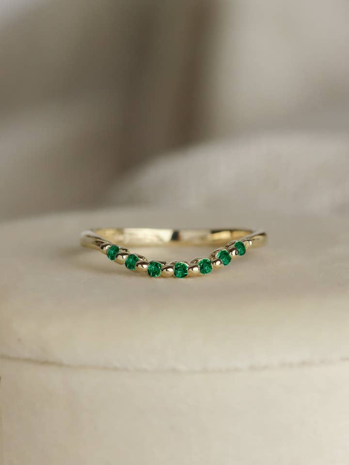 Solid Gold Timeless Emerald Contour Ring for wholesale by Lacee Alexandra Jewelry