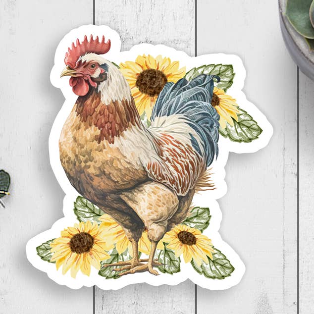 Sunflower Chicken Vinyl Sticker for wholesale by Expression Design Co