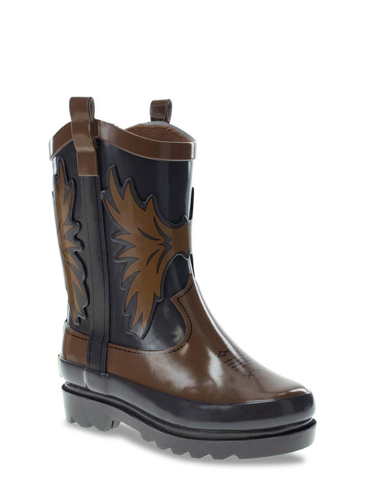 Kids Western Cowboy Rain Boot - Brown for wholesale on Faire1