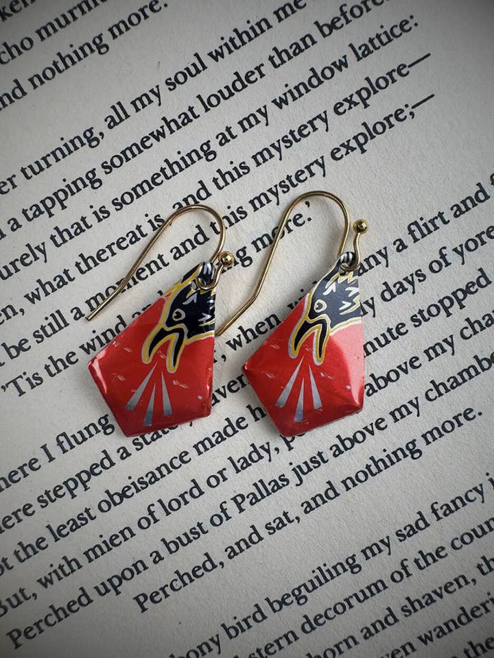 Corvids' Call upcycled earrings for wholesale by Not Nice